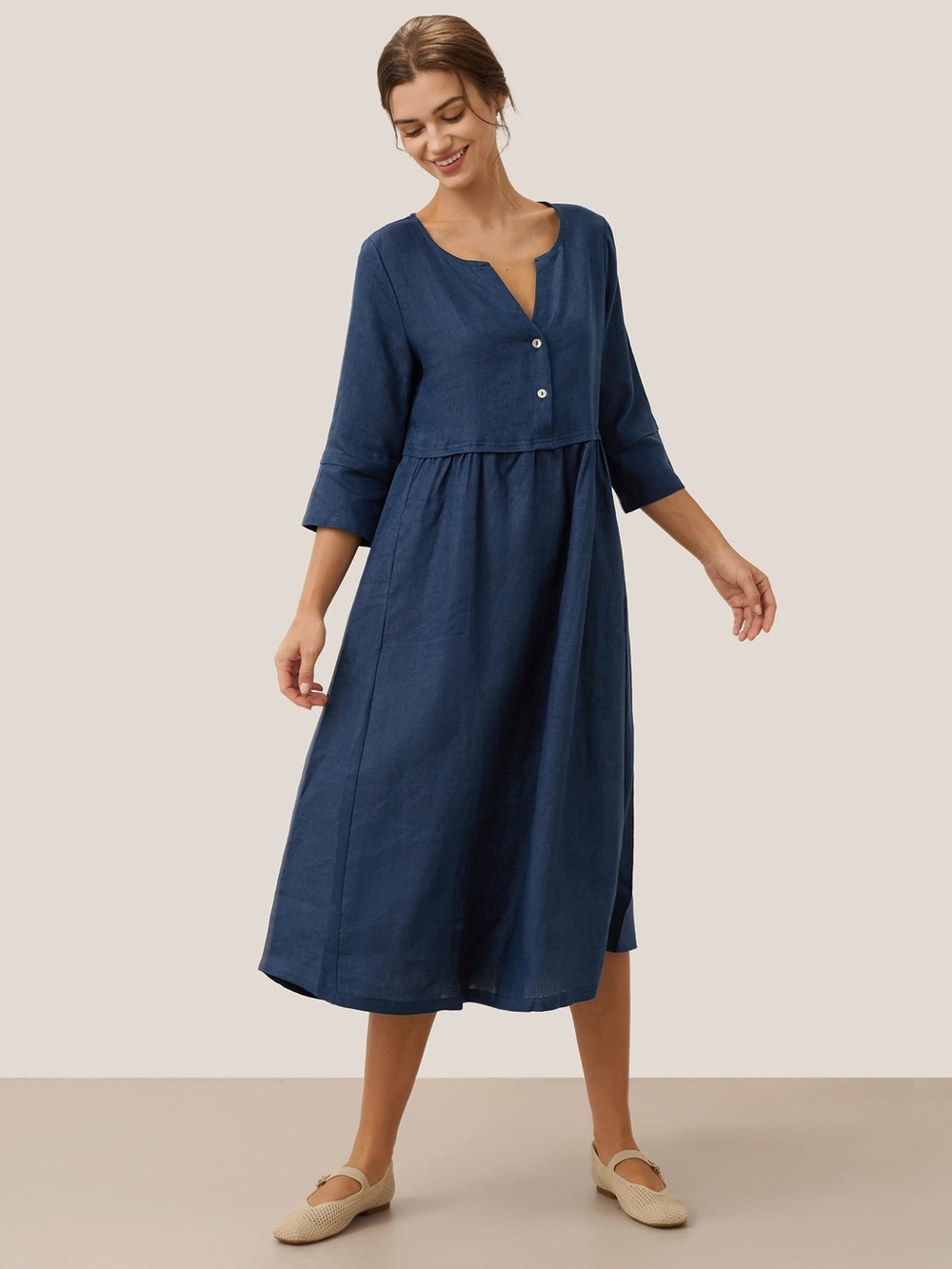 Lintico 100% Linen Midi Dress